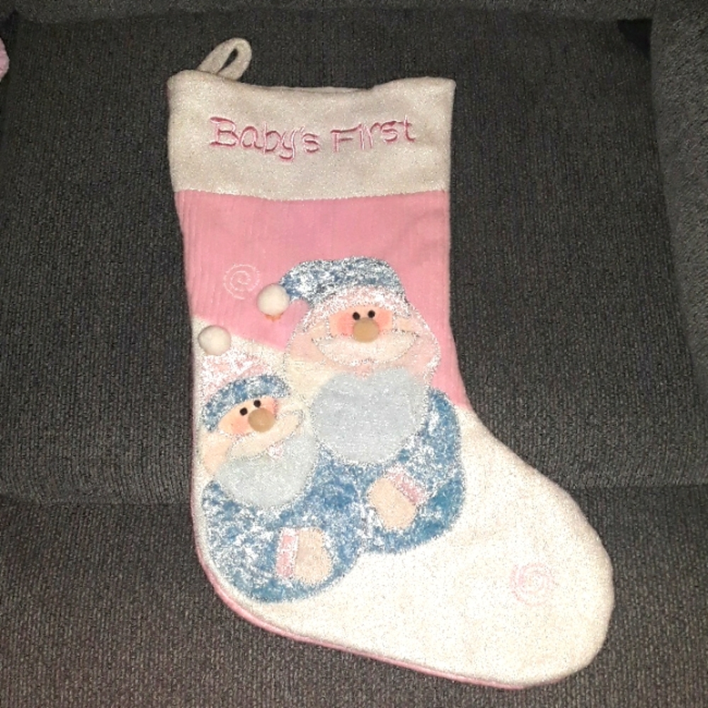 Baby's First Pink Gnomes Christmas/Holiday Stocking